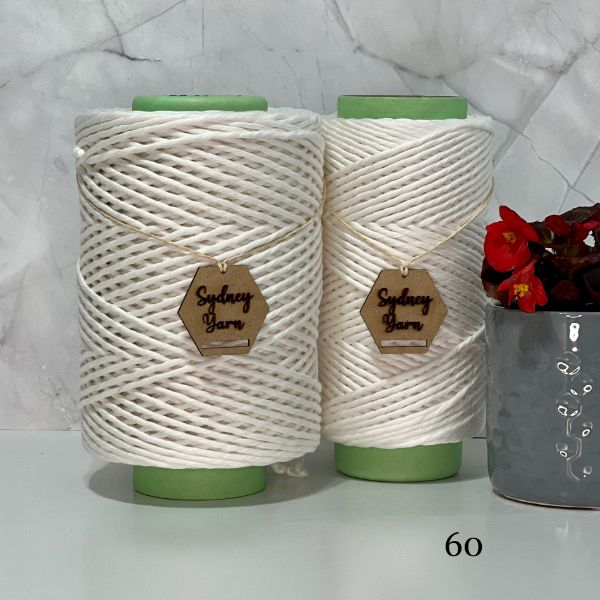 60-WHITE 4mm Premium Coloured String - Sydney Yarn